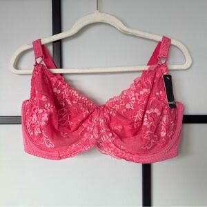 [38H] Change Lingerie NWT Lissi Balconet Full Cup Bright Pink Floral Lace Bra